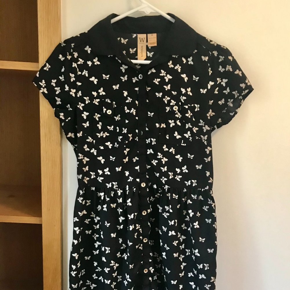 Black Collared Butterfly Dress